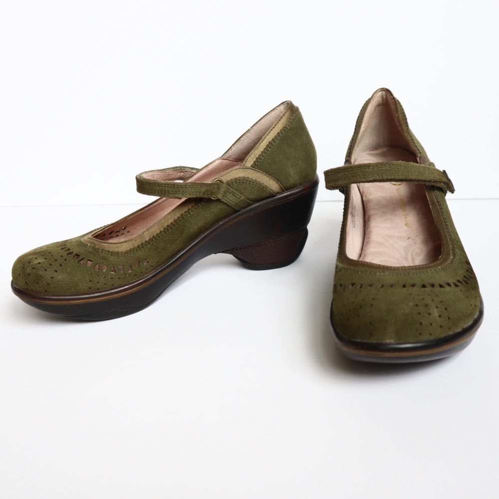 Jambu Olive Green Suede Mary Jane Clogs - Picture 5 of 10